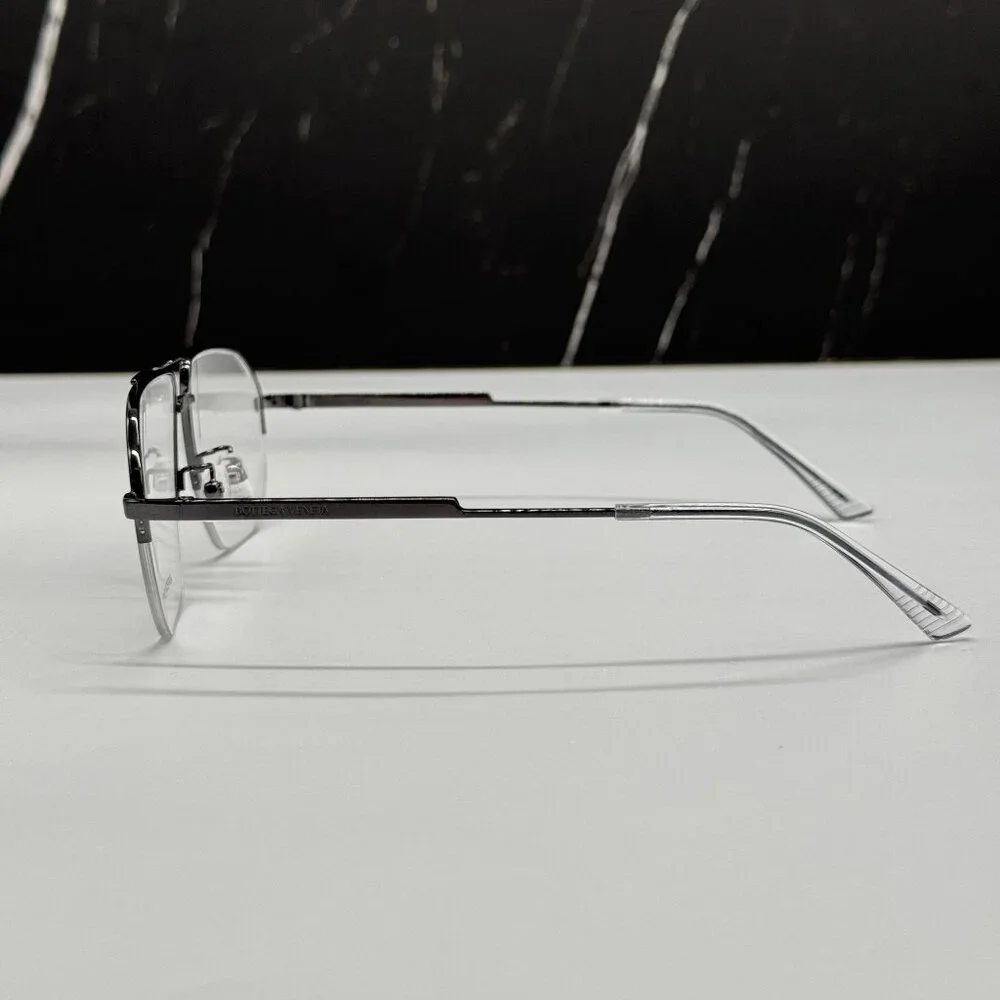 NEW BOTTEGA VENETA BV1109O 001 SILVER AVIATOR UNISEX EYEGLASSES